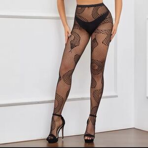 Leg Avenue Snake Serpent Goth Black Fishnet Tights